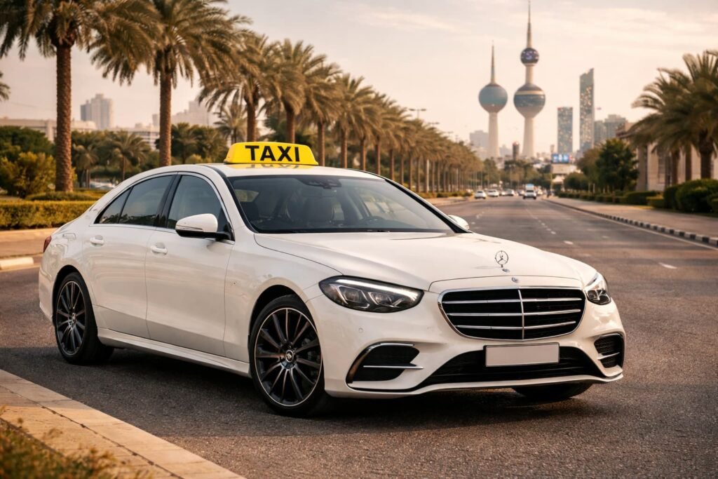 تاكسي الجهراء بالكويت سيارة حديثة على شارع واسع