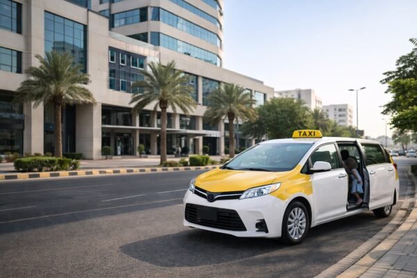 تاكسي أمام مبنى مكاتب بالفروانية